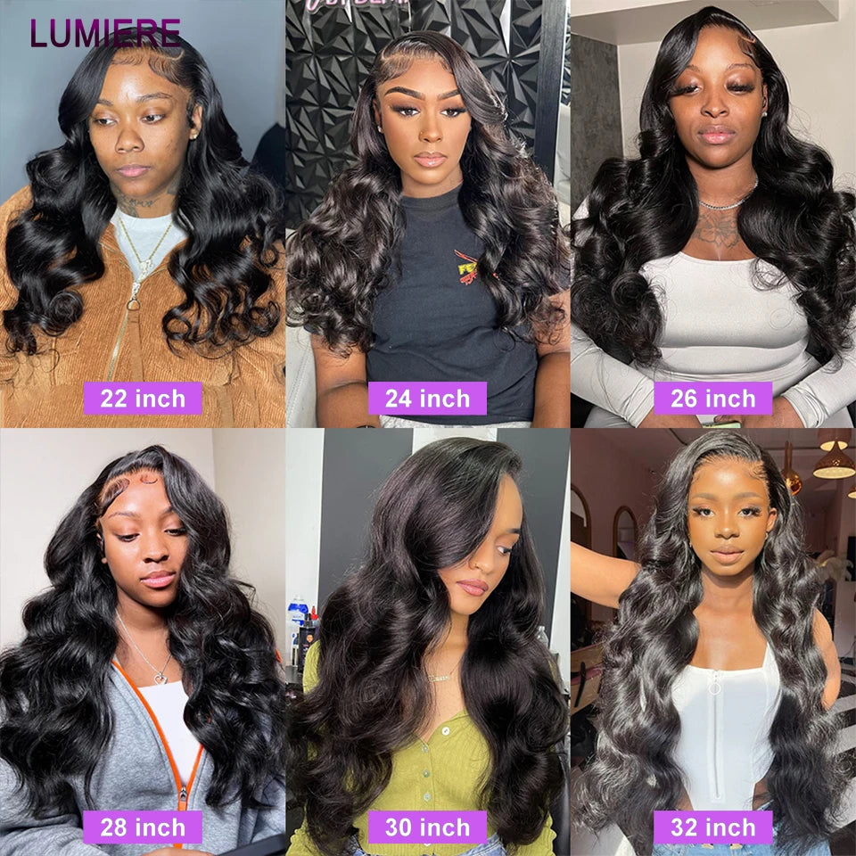 28 32" Body Wave Human Hair Bundle with Closure Frontal HD Transparent Lace Closure And Bundle 100% Virgin Human Hair Extension