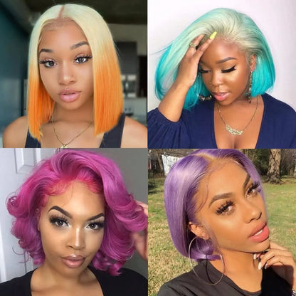 100% Human Hair Glueless Short Bob Wigs 13x6 Hd Lace Front Wig Frontal Vietnamese Multi Parting Braided Wear And Go Pre Plucked