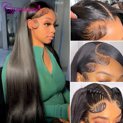 Cynosure 13X4/13X6 HD Transparent Lace Front Human Hair Wigs for Women Pre Plucked Remy Brazilian Straight Lace Frontal Wig