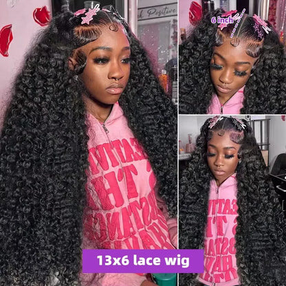 220% Density 13x4 13x6 HD Transparent Burmese Curly Human Hair Wigs 12A Human Hair Wigs With Spiral End Texture For Black Women