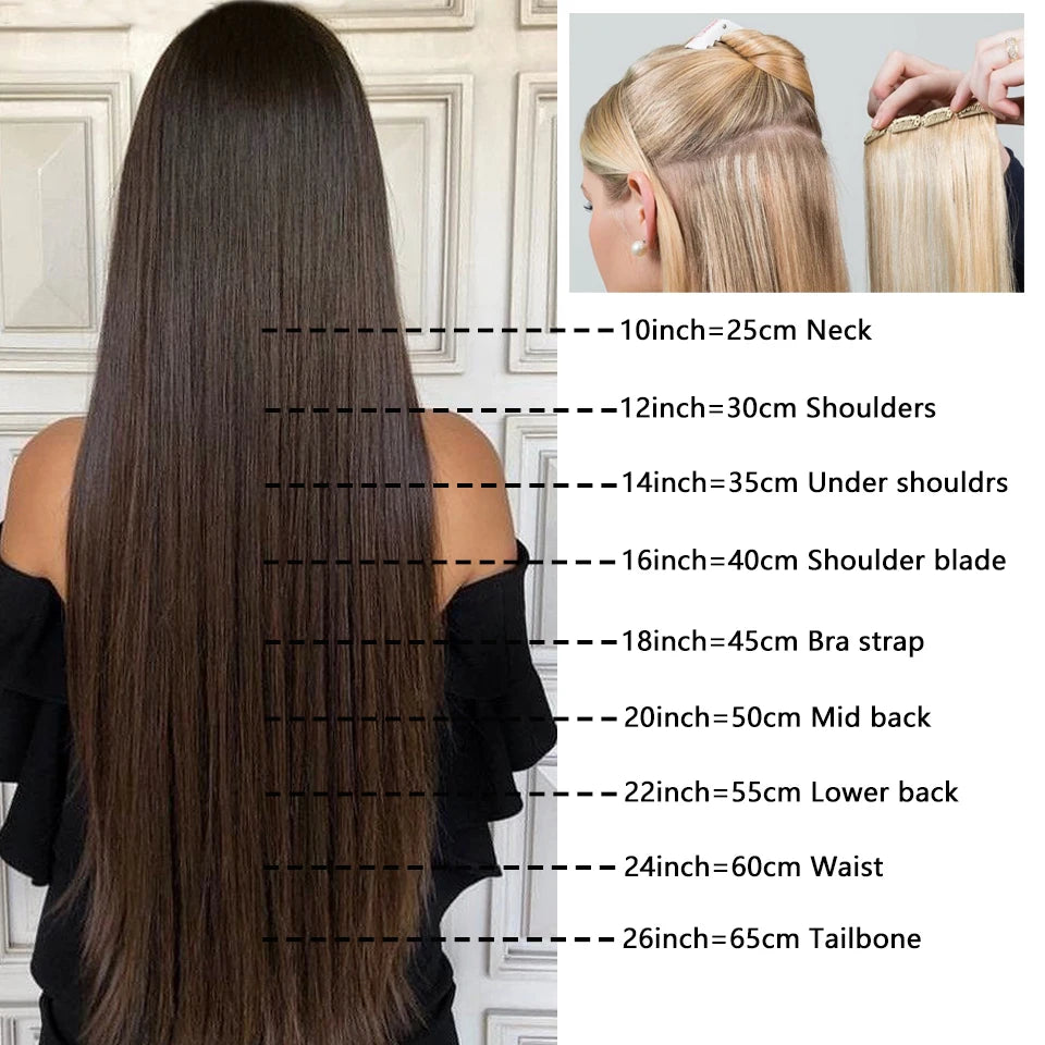 Clip In Hair Extensions Human Hair Brazilian Straight Clip In Natural Black Color Clip Ins Remy Hair 20 22 24 26 Inch For Women