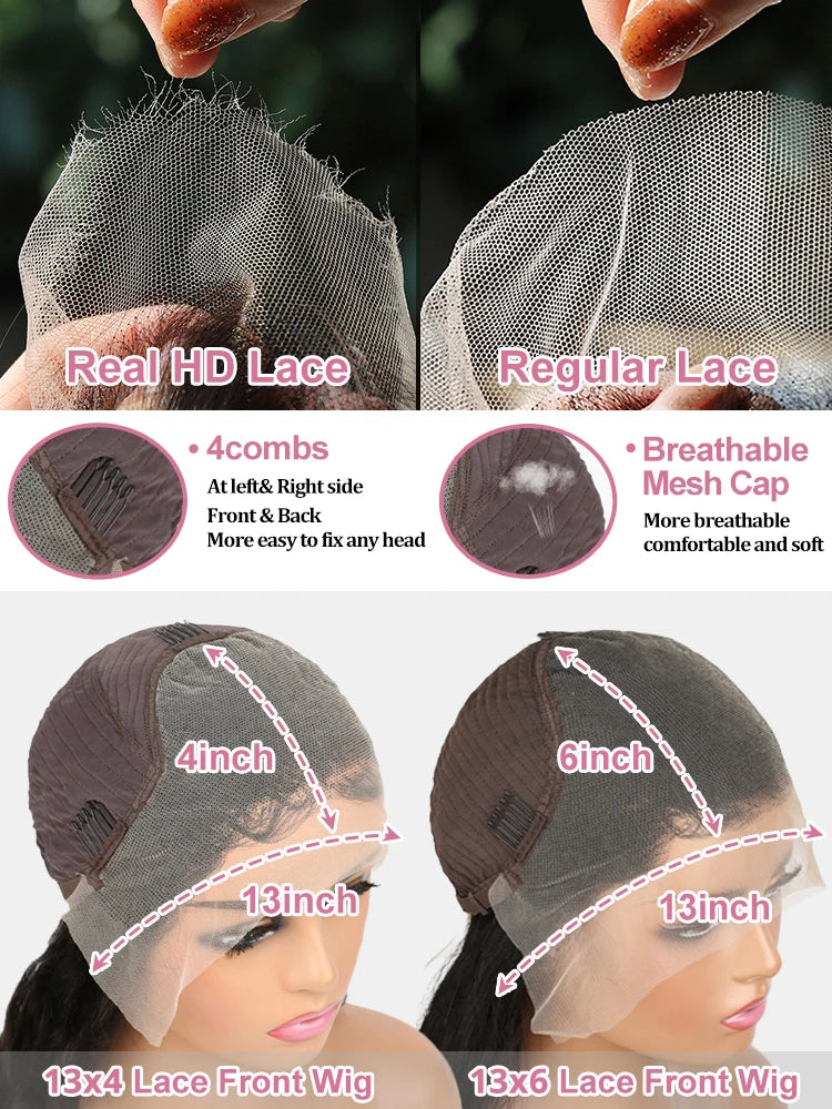 40 Inch Silver Grey Colored Straight Lace Front Human Hair Wigs HD Transparent 13x6 13x4 Lace Frontal Wigs For Women Pre Plucked