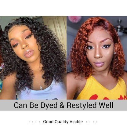 Curly Short Bob Wig Human Hair Deep Wave Glueless Wear And Go 13X6 Hd Lace Front Water Curls Human Hair Lace Frontal Vietnamese