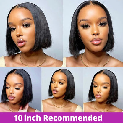 250% 13x6 13x4 Lace Frontal Wigs Silky Straight Human Hair HD Lace Front Bob Wigs Pre Cut Glueless Straight Bob Wigs Ready to Go