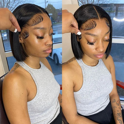 13x4 13x6 HD Bone Straight Lace Frontal Human Hair Brazilian 100% Short Bob Wig For Women 200% Straight Lace Front Bob Wigs