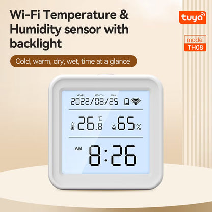 WiFi Tuya Temperature and Humidity Sensor IP67 Rated LCD Display Works with Google Home and Alexa Smart Home