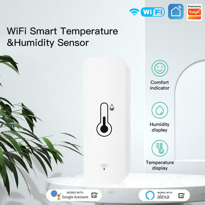 WiFi Tuya Temperature and Humidity Sensor IP67 Rated LCD Display Works with Google Home and Alexa Smart Home