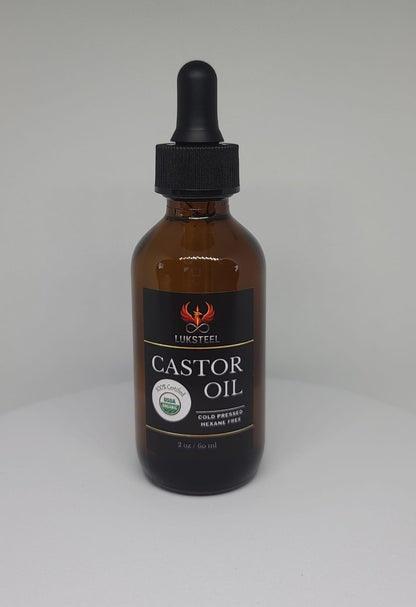 LUKSTEEL Organic Cold Pressed Castor Oil – 2 oz (60 ml)