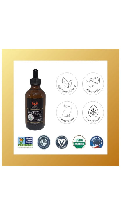 LUKSTEEL Organic Cold Pressed Castor Oil – 2 oz (60 ml)