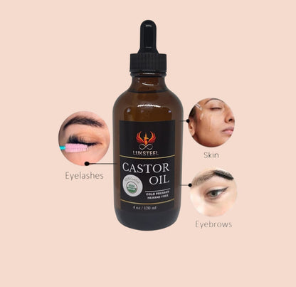 LUKSTEEL Organic Cold Pressed Castor Oil – 2 oz (60 ml)