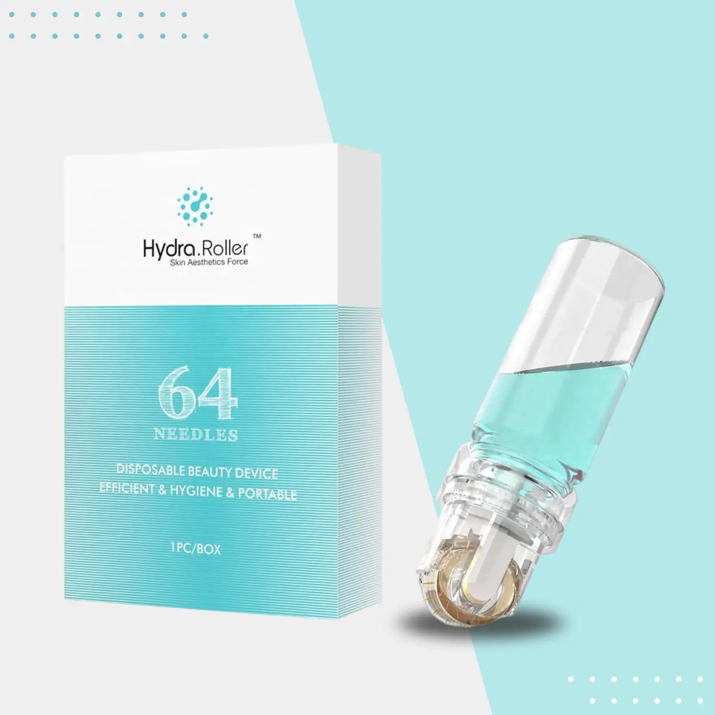 Microneedle Derma Roller 64 Needles Hydra Roller with Serum