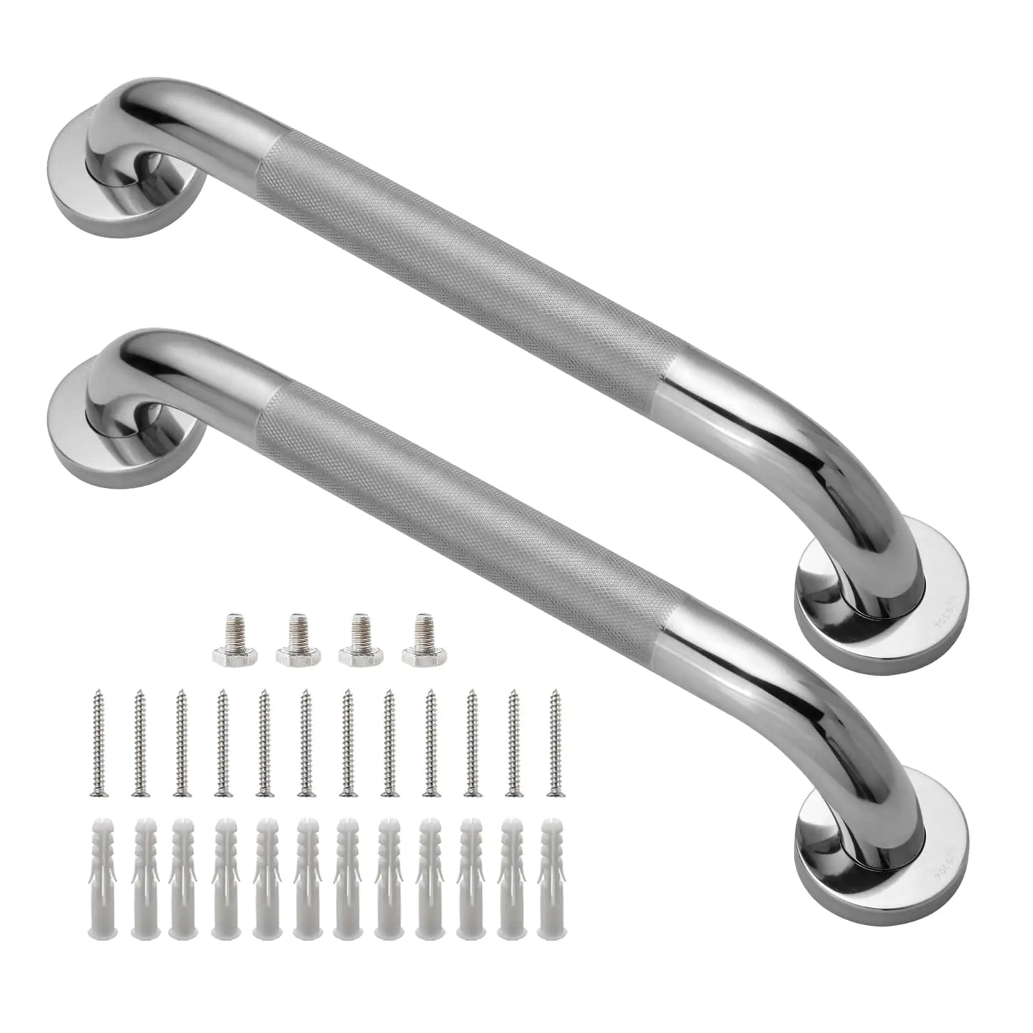 Rockgoya Shower Grab Bar 2 Pack 16 Inch Bathroom Grab Bar 304 Stainless Steel 1.25" Diameter Anti-Slip Handicap Grab Bar Support Shower Rail Senior Handrail Shower Safety Bar Handle